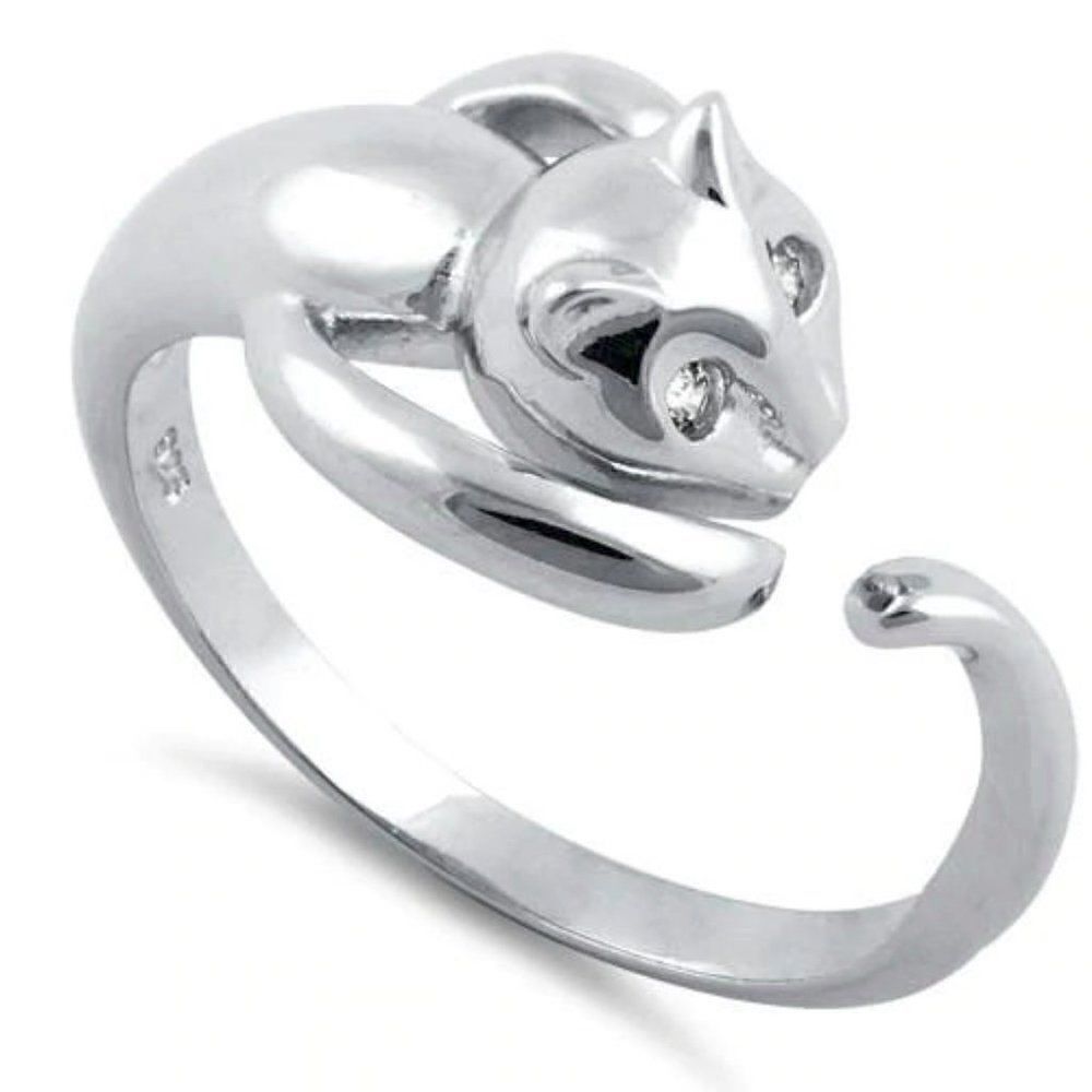 Sterling Silver Open Adjustable Cat Ring Fine Jewelry NEW WITH BOX